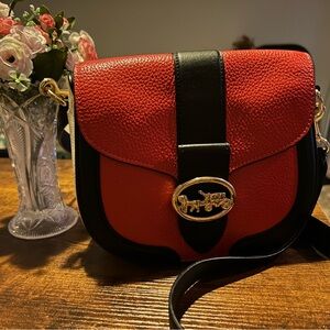 Red and Black Leather Crossbody Bag